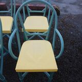 Chaises et fauteuil en bambou repeint