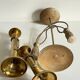 Trio of vintage knotted candlesticks brass