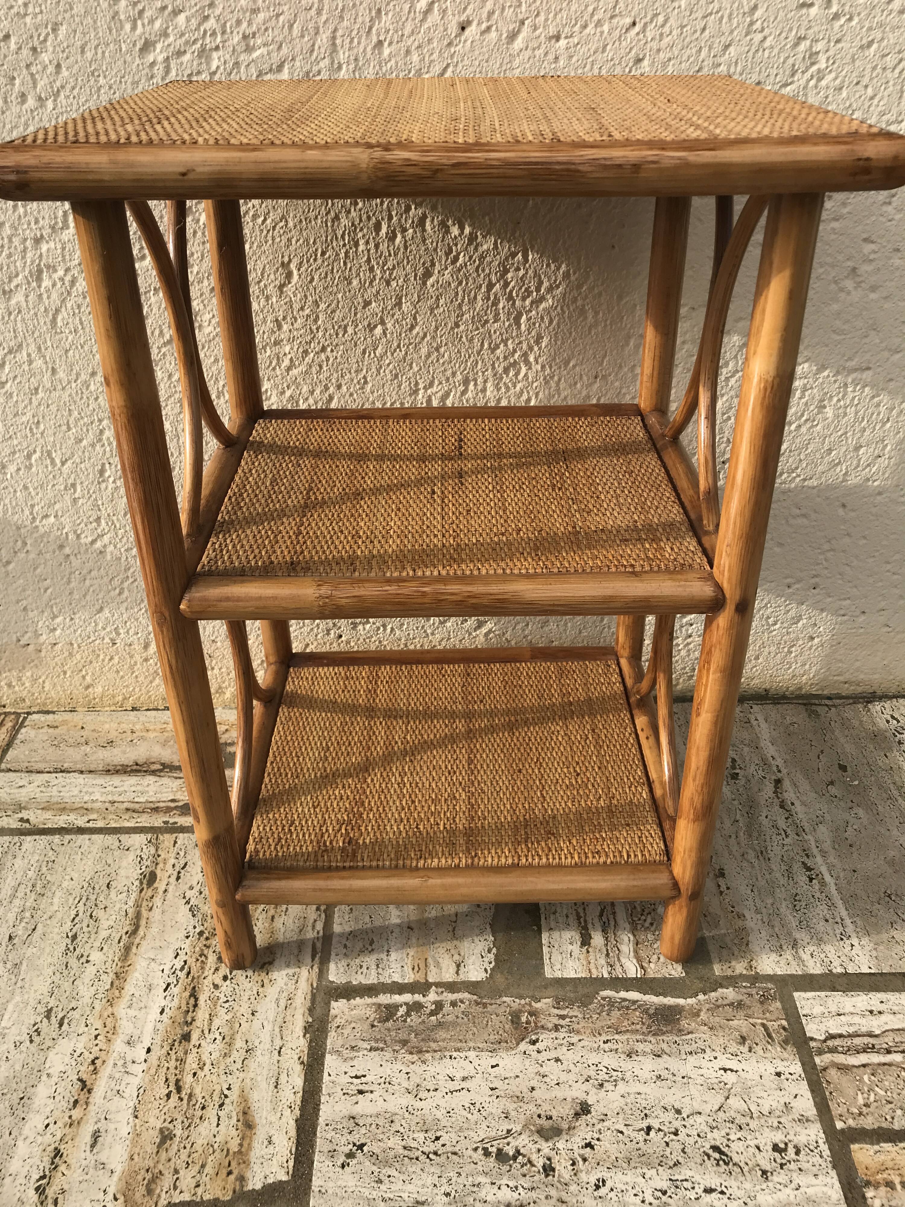 Vintage wicker and rattan shelf