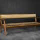 Vintage Mid-Century German Modern Oak & Black Leather Sofa, 1960s