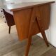 Bureau en chêne, piètement compas, 3 tiroirs, années 60