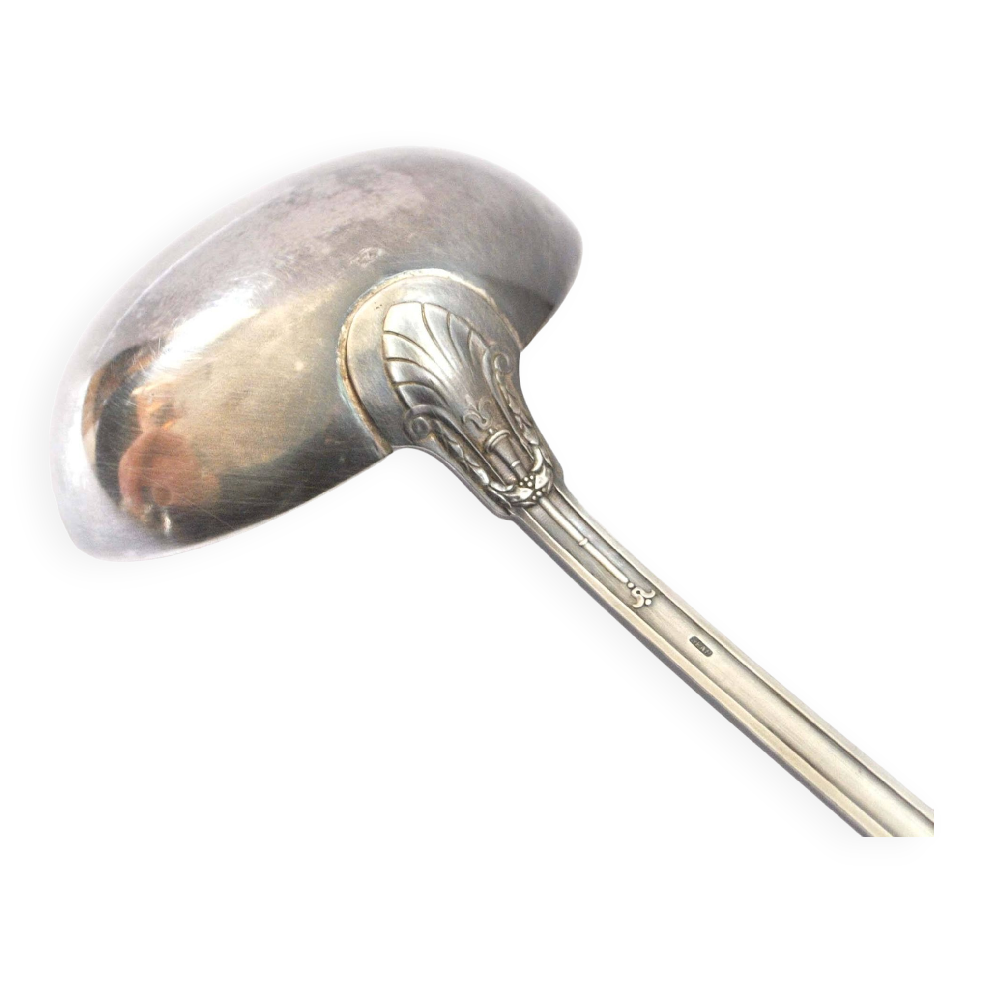 Empire ladle in silver metal SFAM - "Sans embarrass" model with winged shell laurel crown
