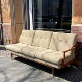 Canape daybed of the 60s in wood and wool