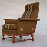 Ensemble de fauteuils bois de chêne laine état d’origine années 1970