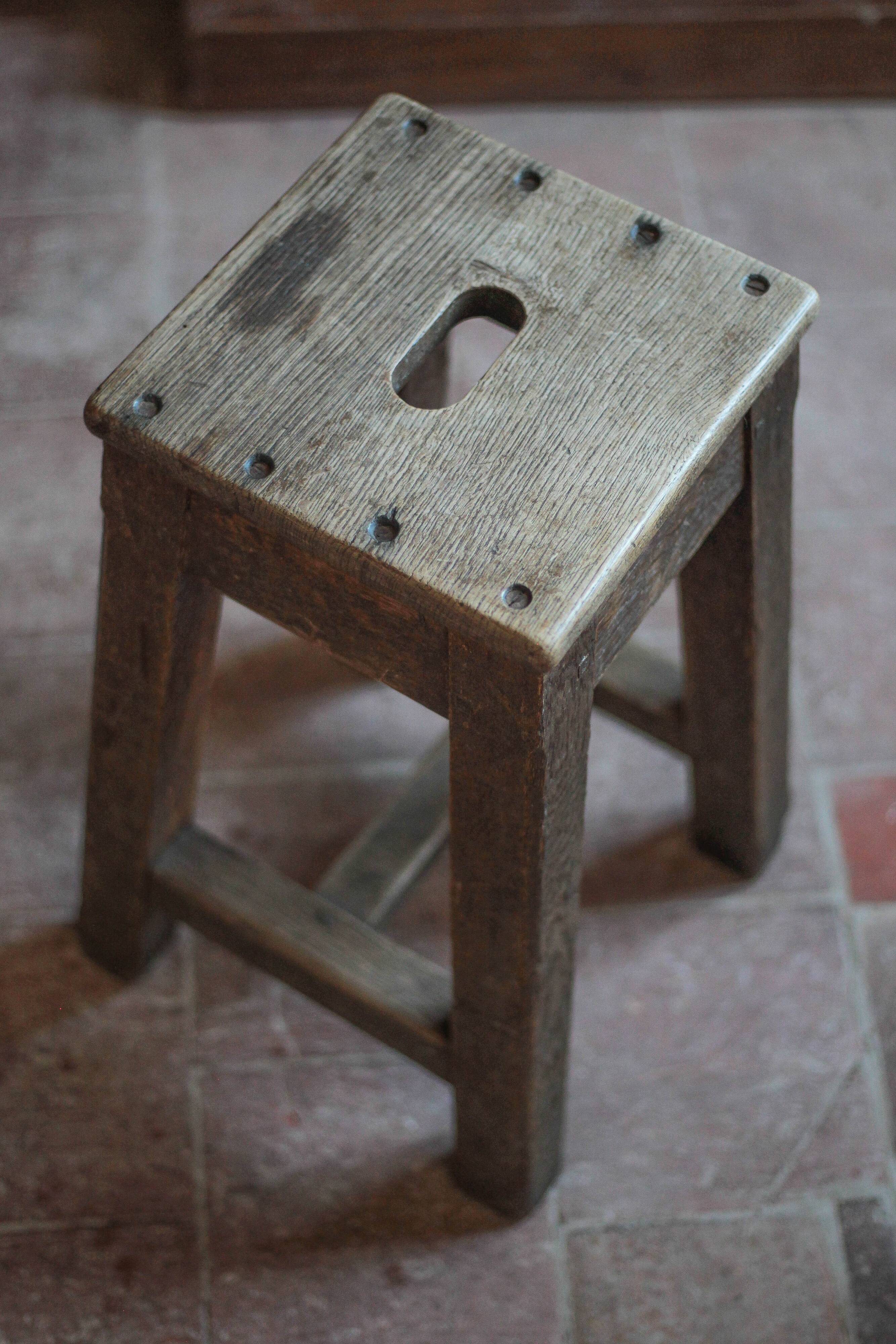 Vintage stool, solid oak stool, accent chair, decor
