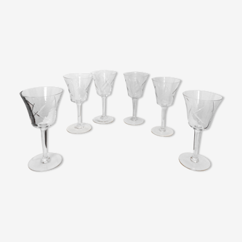 Set of 6 engraved stemmed glasses