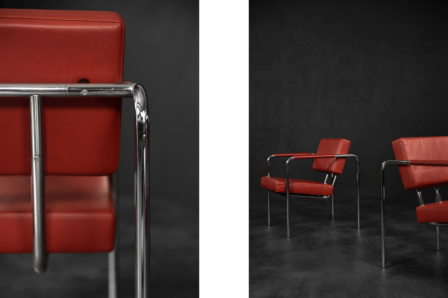 Scandinavian Bauhaus chrome armchairs