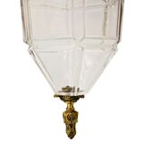 Lantern conical gilded beveled faceted glass old white XIXth