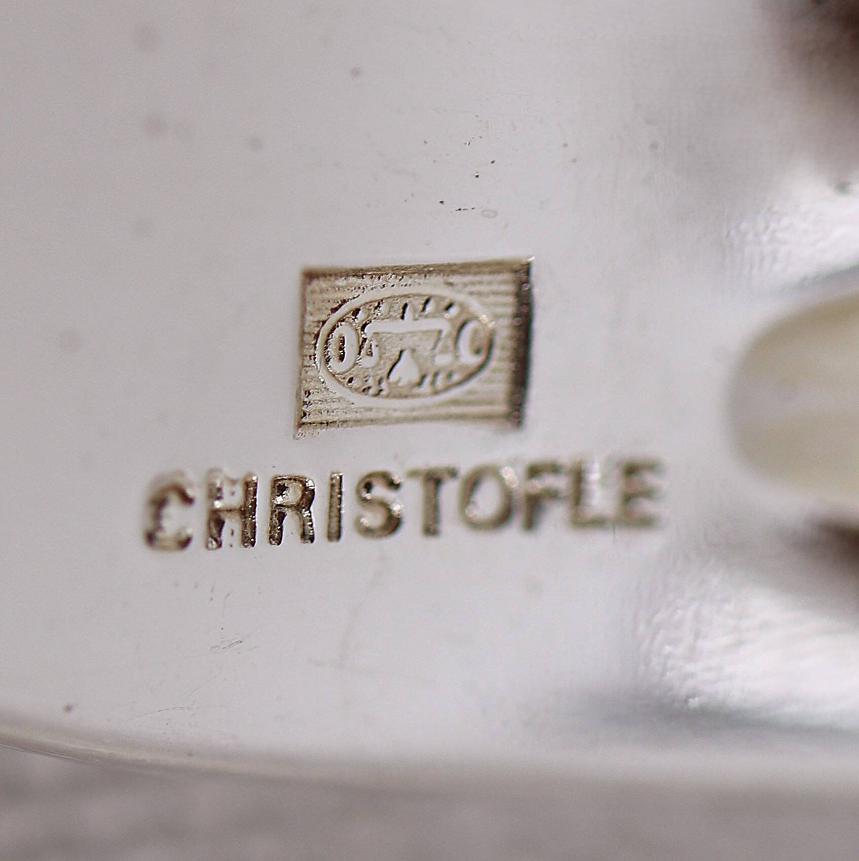 Christofle Spatours 12 table forks, 20.7 cm, silver-plated metal in perfect condition.