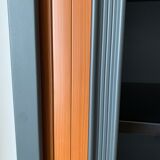 Desk cabinet and wood-style slats