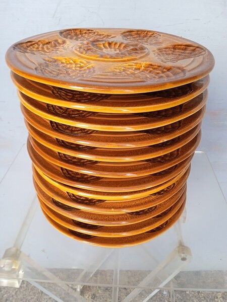 12 plates Sarreguemines oyster
