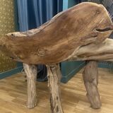 Carved teak bench