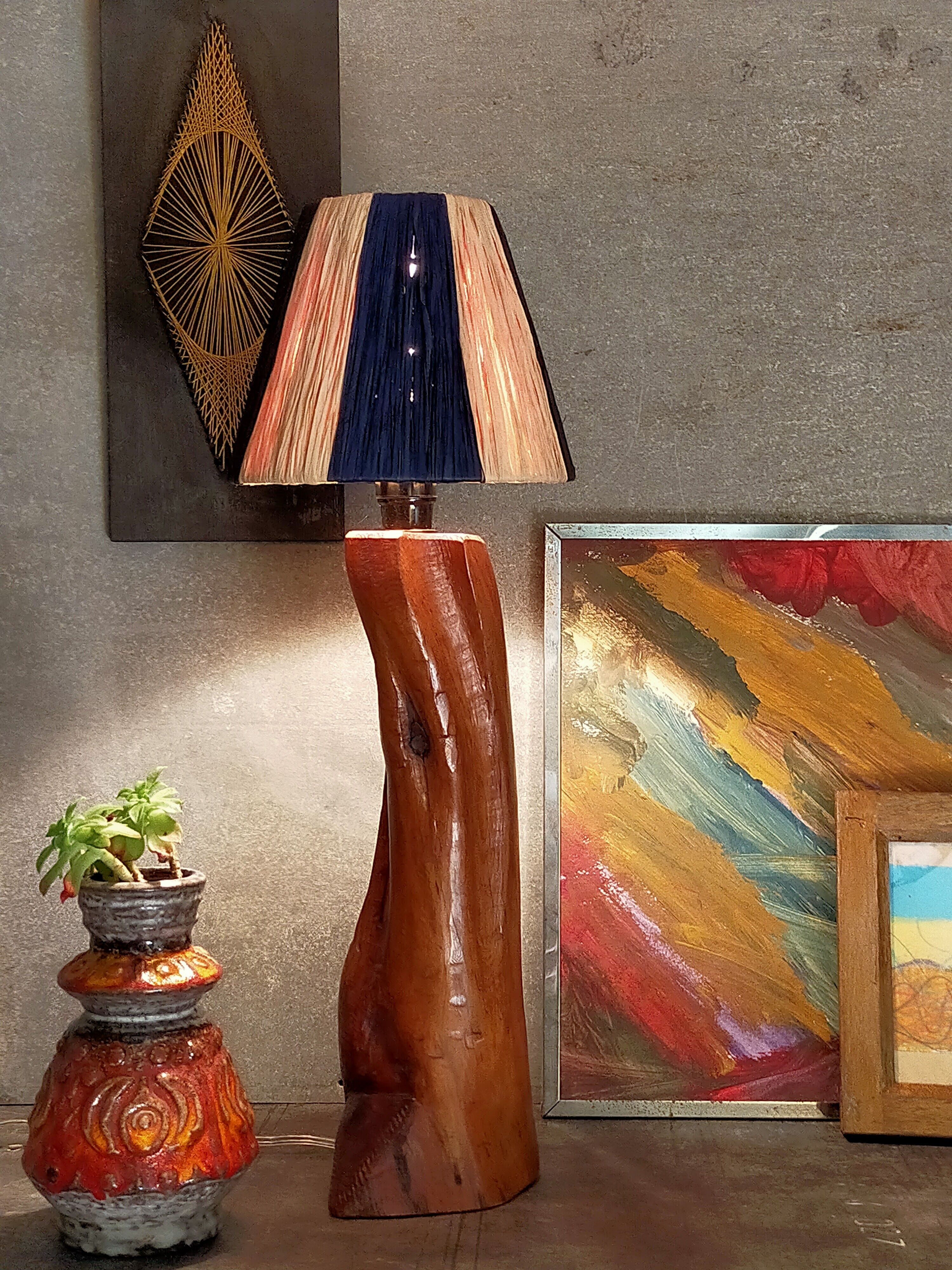 Free-form solid wood pose lamp in 1950s