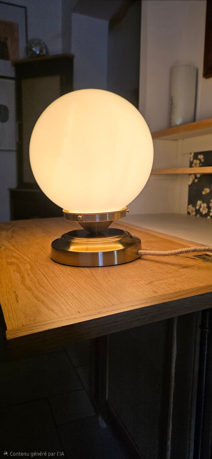 Vintage opaline globe table lamp