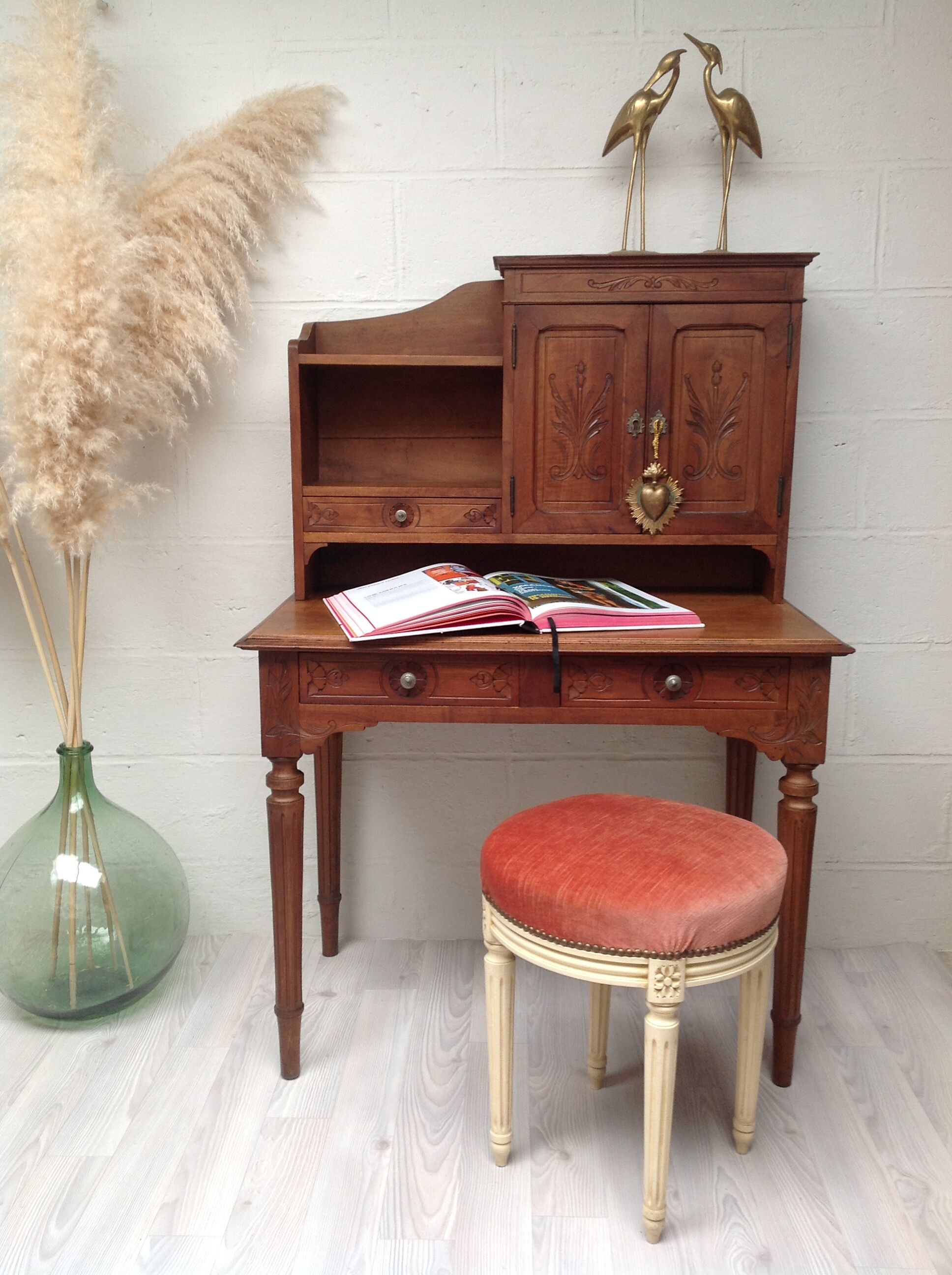 Secretary carved wood