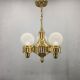 Art Deco Brass and Opaline Glass Chandelier, Czechoslovakia