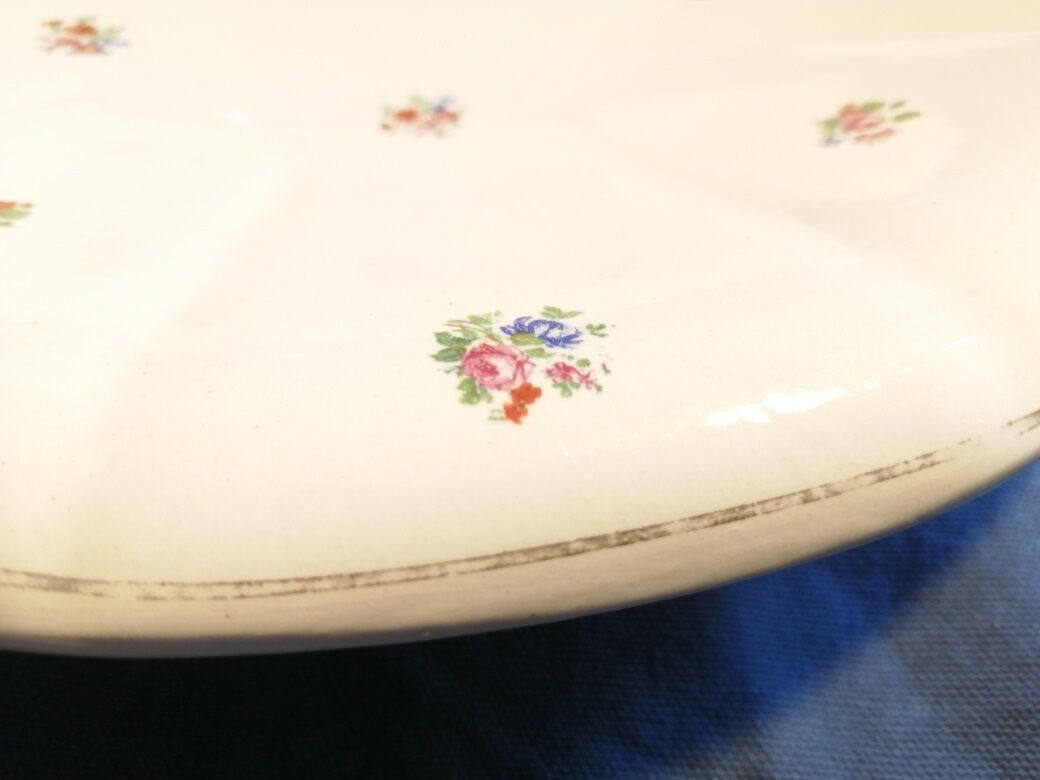 Porcelain fruit cup Sarreguemines Digoin Ancient flower bouquet