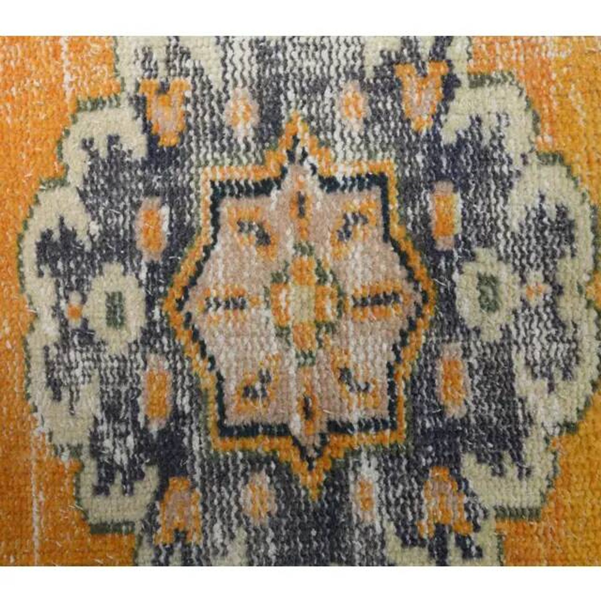 Vintage Turkish Oushak handmade wool cotton orange runner rug 74x350