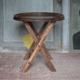 Small folding coffee table with a wooden top and brass in the Napoléon III style.