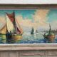 Large oil on canvas "Mediterranean Sea" signed Louis Audrey