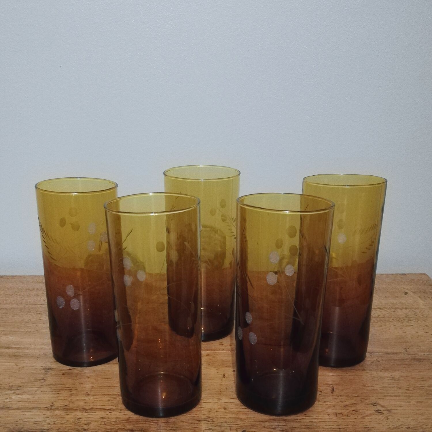 5 verres à orangeade ou à pastis en verre soufflé