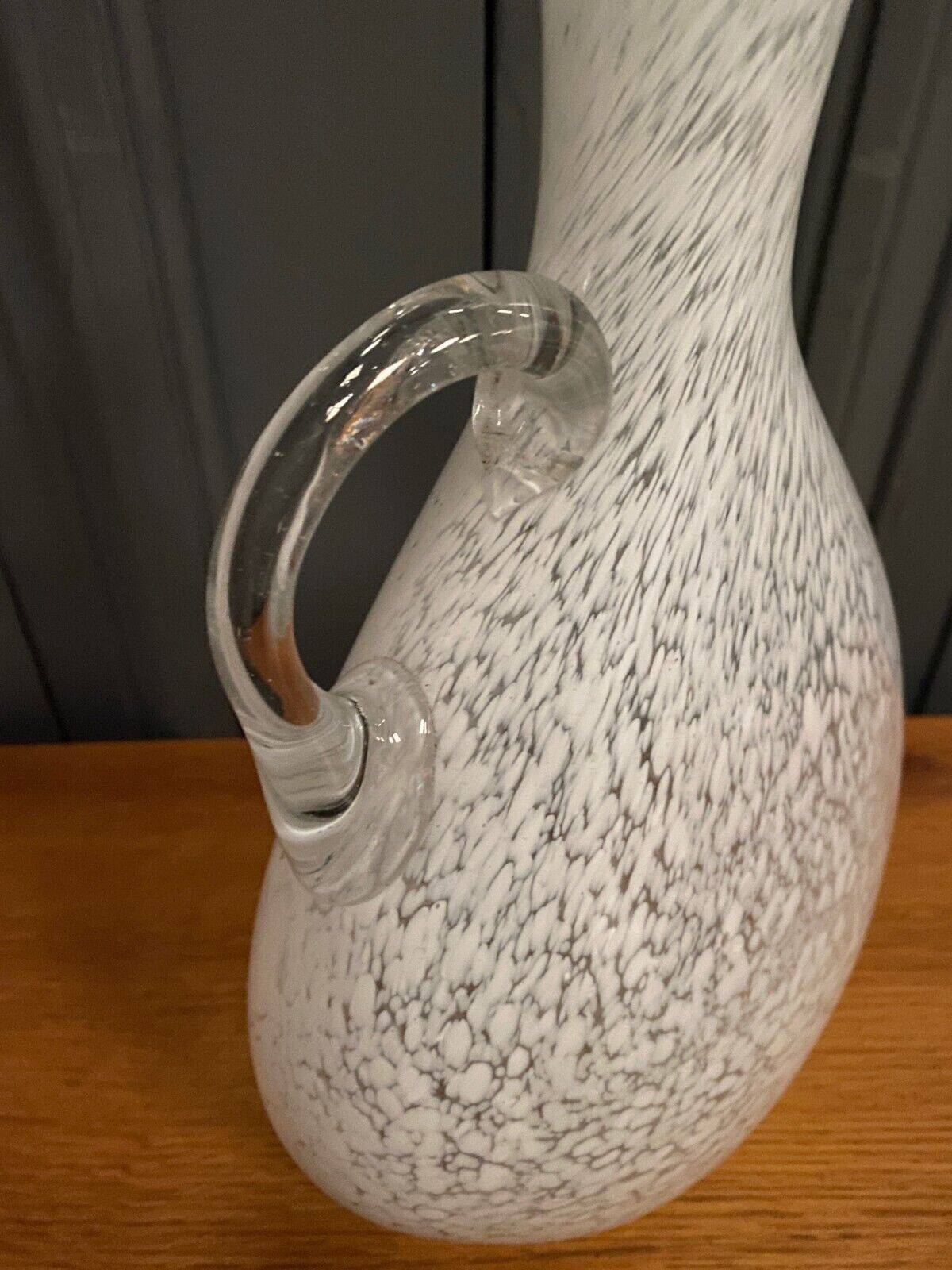 Pitcher vase in the shape of a gourd 1940 gray speckled on a white background