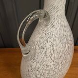 Vase pichet en forme de gourde 1940 moucheté gris sur fond blanc
