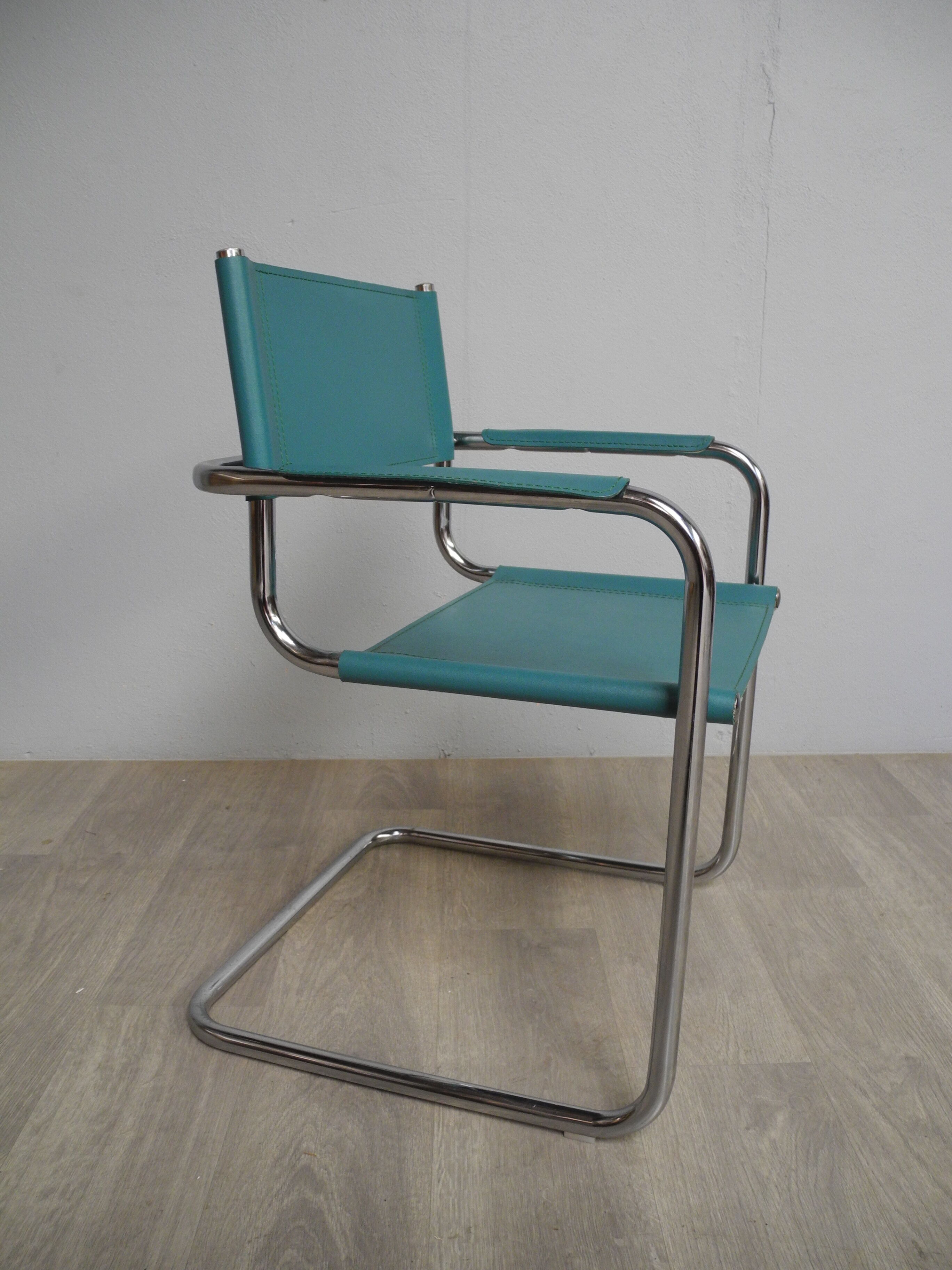 Armchair green leather 80/90