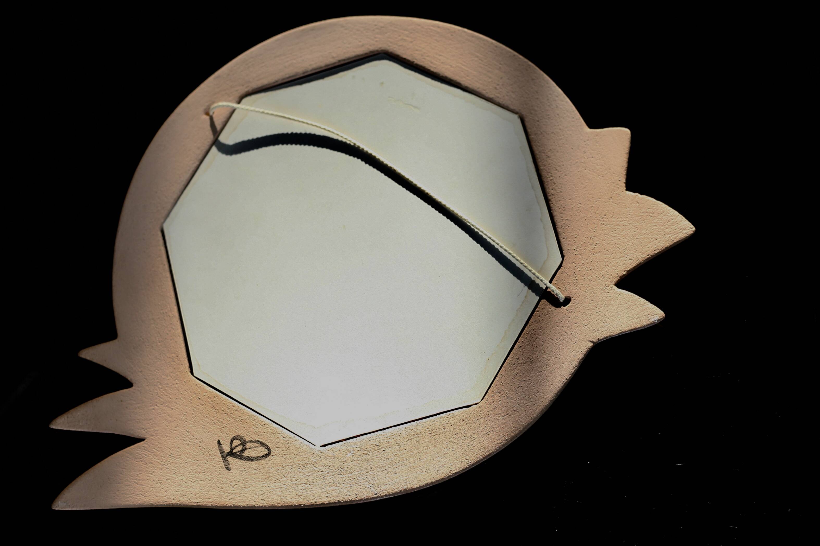 Ceramic mirror, 1970s, signed.
