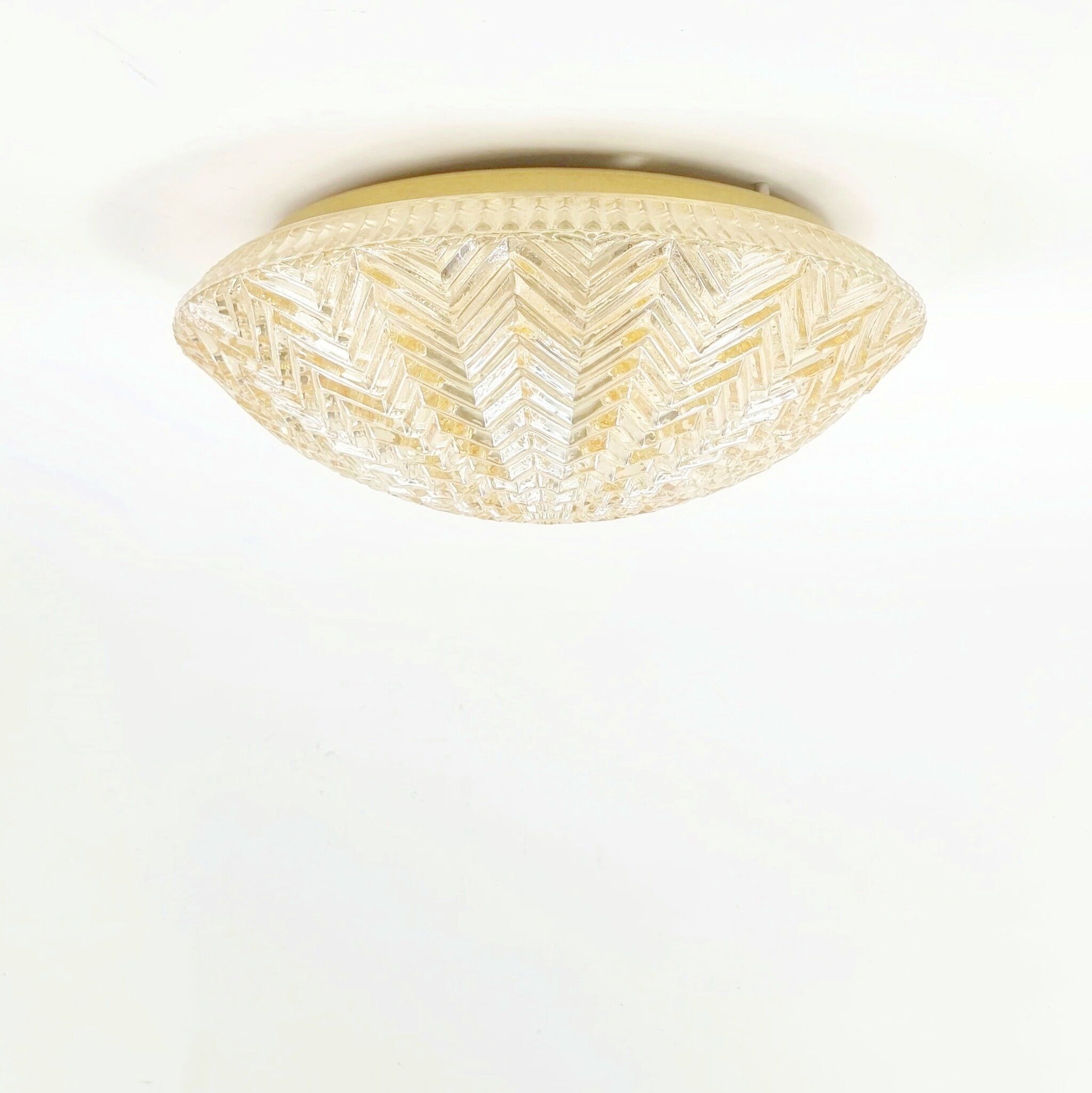 Mid Century Geometric Amber Glass Ceiling Light from Limburg, Germany, 70s
