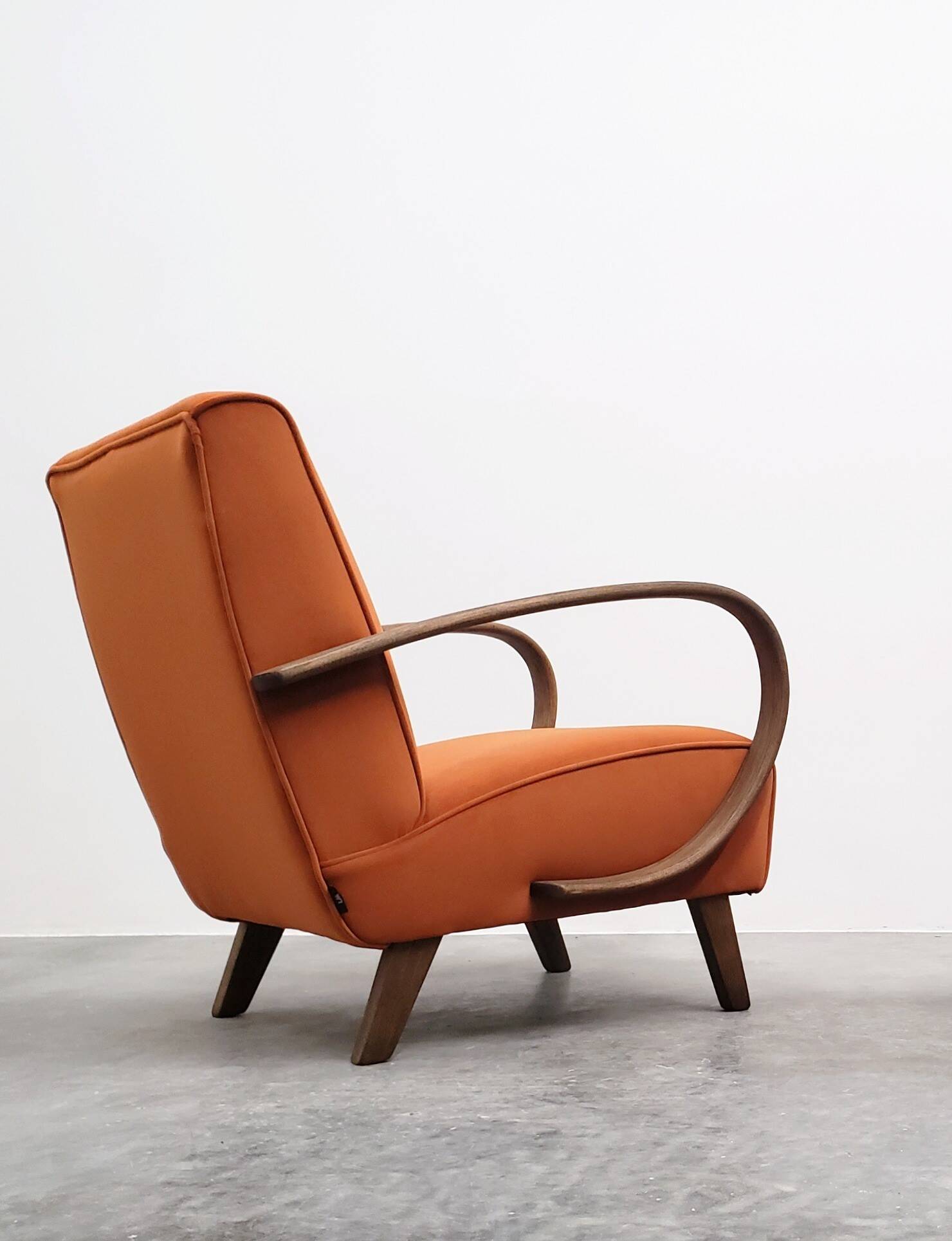 1930 Jindrich Halabala Bentwood Armchair in Rusty Orange Velvet
