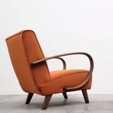 1930 Jindrich Halabala Bentwood Armchair in Rusty Orange Velvet