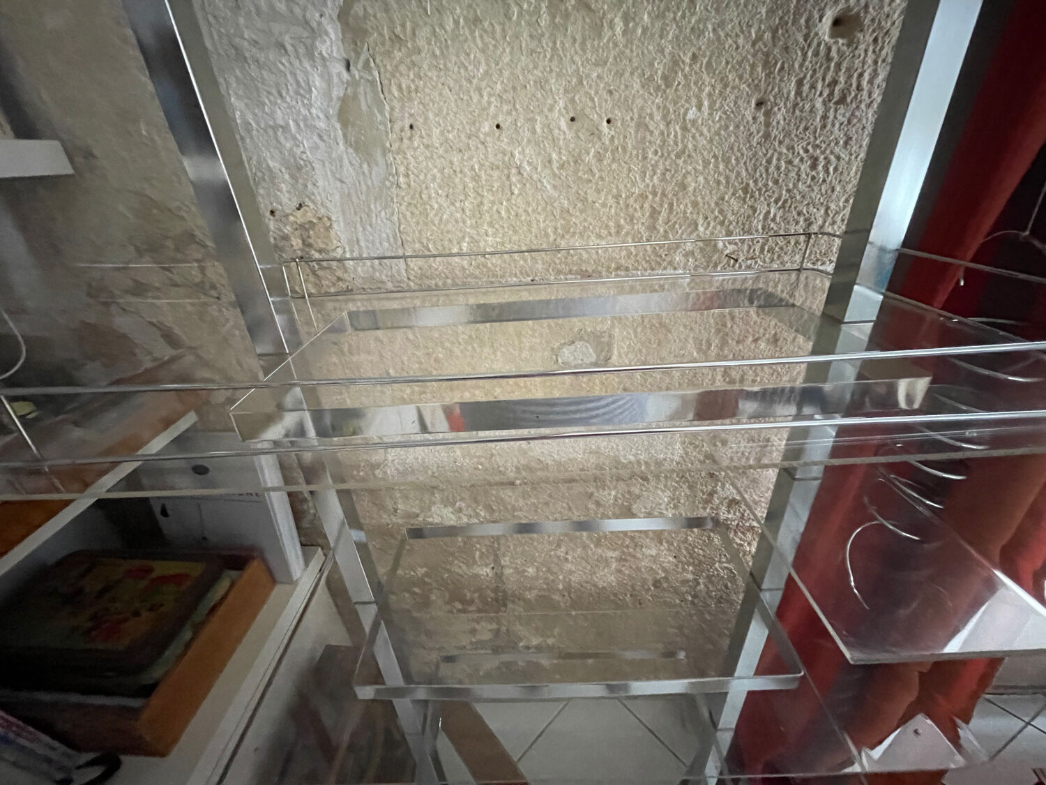 Metal and plexiglass shelf