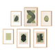 Collection de 6 peintures abstraites sur papier col. vert sauge signée Eawy