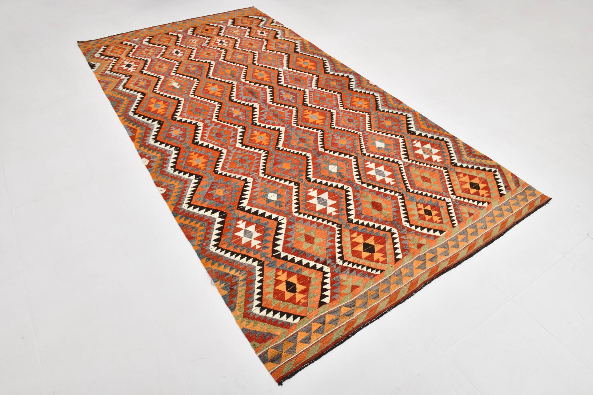 5x10 Red & Orange Tribal Handmade Kilim Rug, 165x317Cm