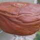 large vintage Moroccan leather pouf