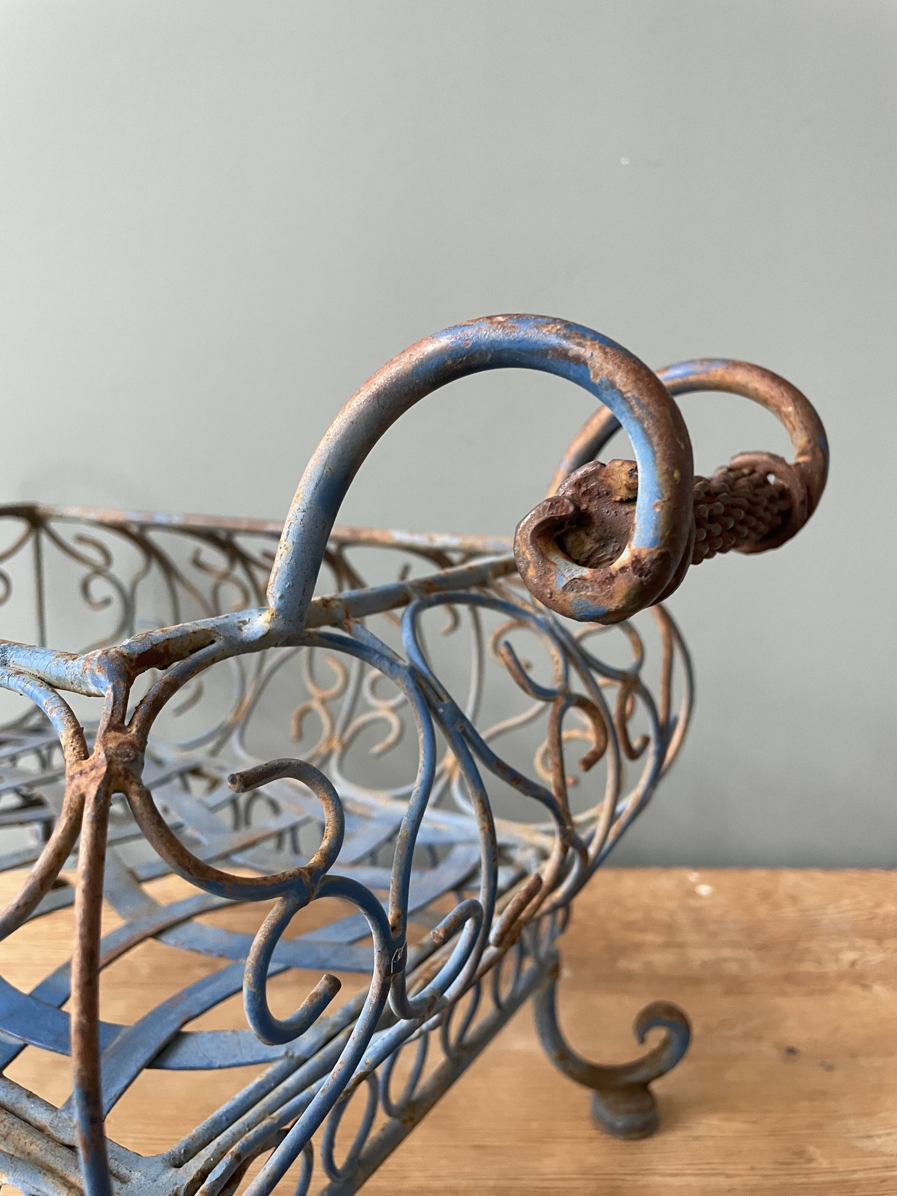Decorative wrought iron basket