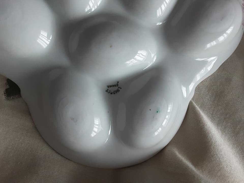 Hand-painted "mimosa" egg dish