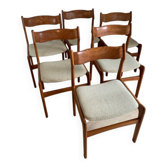 Series of 6 Scandinavian teak chairs by Erik Buch