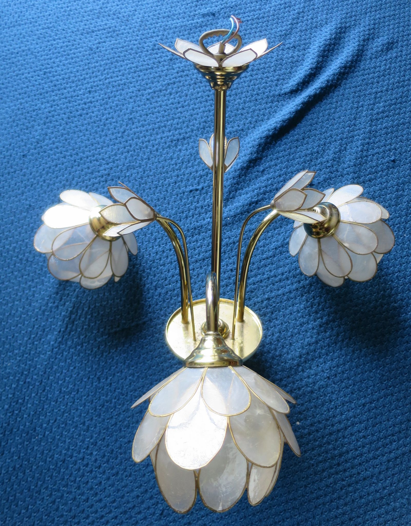 Chandelier brass mother-of-pearl capiz flowers