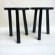 Black brutalist wooden stools, set of 2