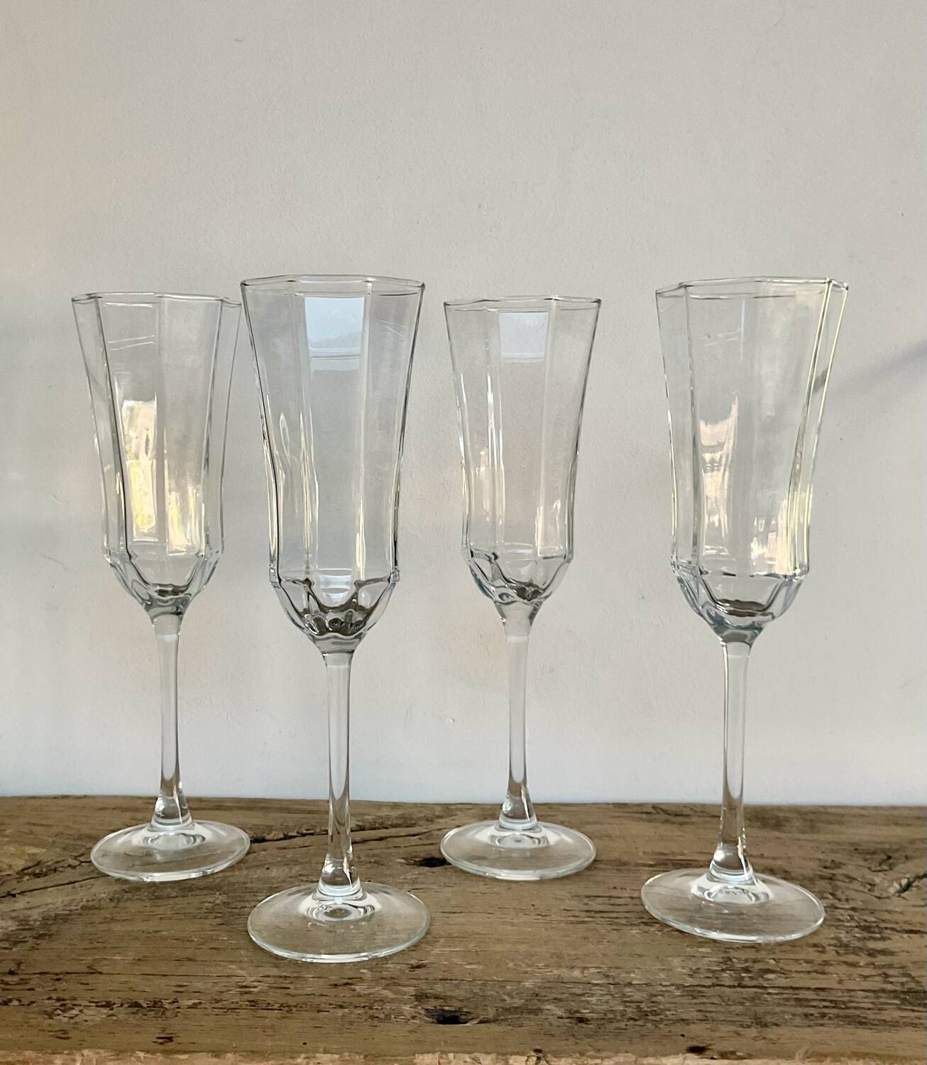 4 flûtes à champagne «octime » LUMINARC France vintage 