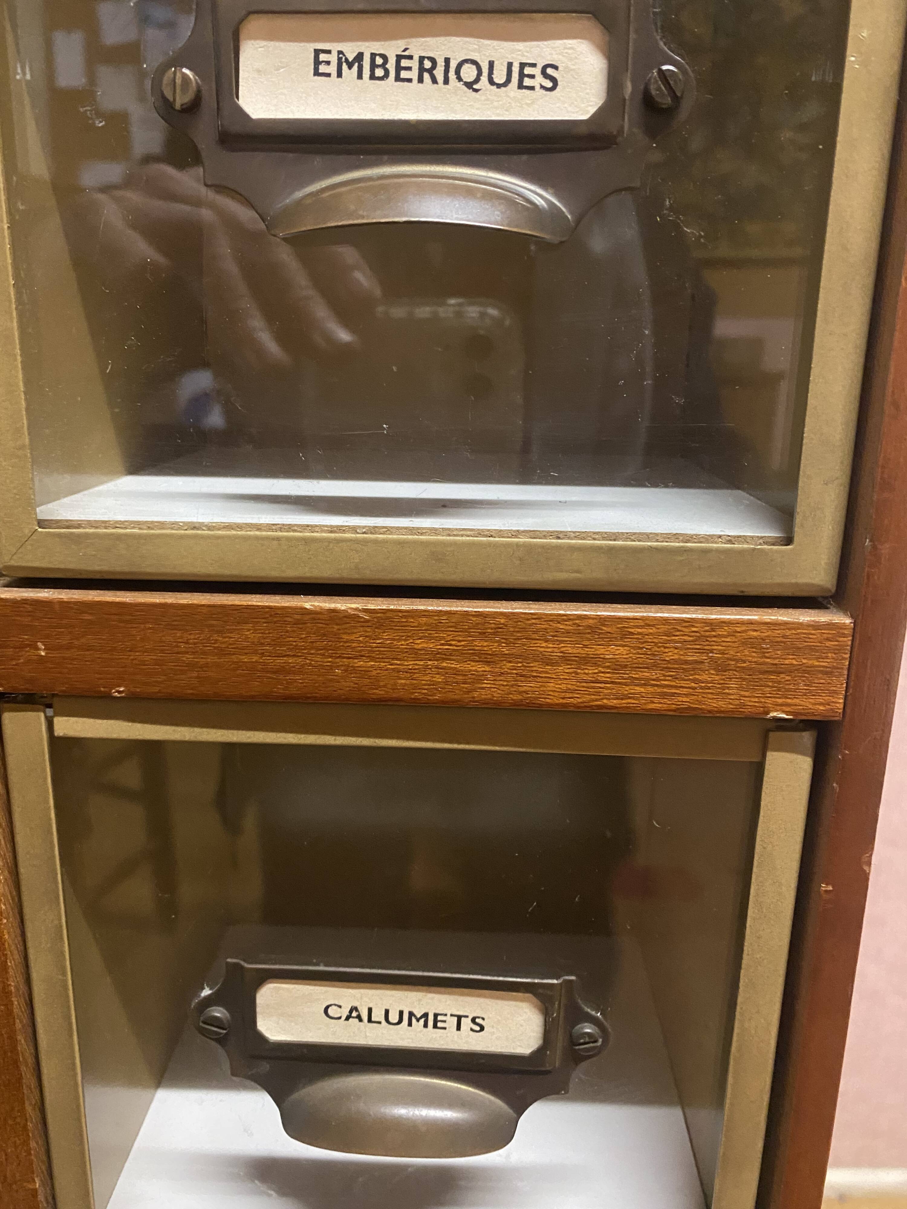 Seed cabinet on wheels, 12 compartmentalised drawers