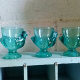 Six coquetiers cocottes en verre coloré
