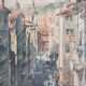 Watercolor painting p. rabagliati rue rossetti old nice 1950 + frame
