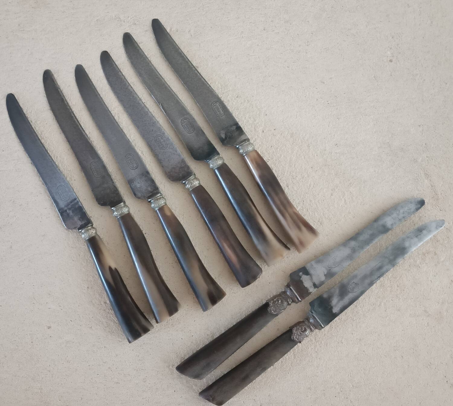 8 old knives with steel blades