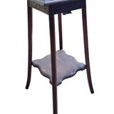 High art nouveau pedestal table brown wood varnished marble france 20's retro vintage decoration