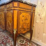 Commode Transition oriental marquetry, 1920s, black marble