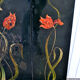 Art nouveau firewall in black enamelled sheet metal - decoration of painted tulips screen 1900