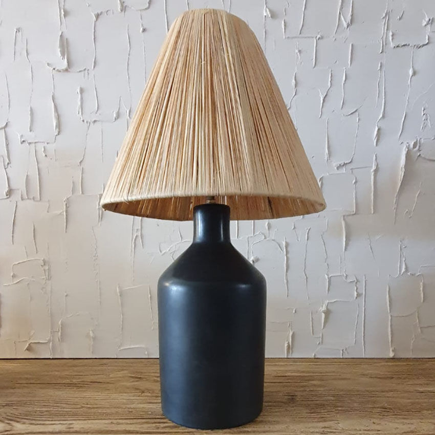 Tadelekt lamp with raffia lampshade